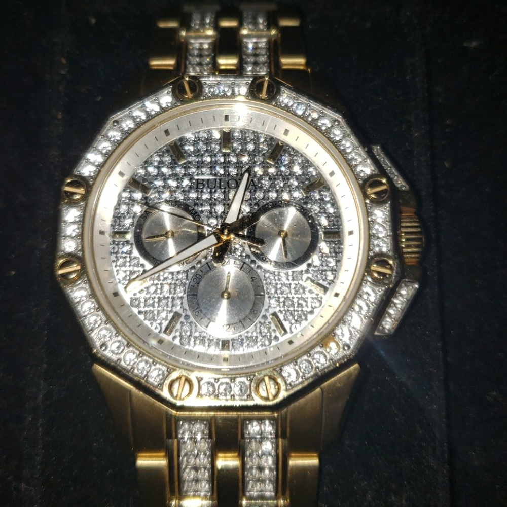Men's Bulova Crystal Accent Gold-Tone Watch 